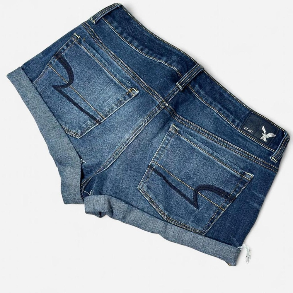 Vintage Y2K Low Rise Micro Shorts, American Eagle, Blue Denim, Size 6